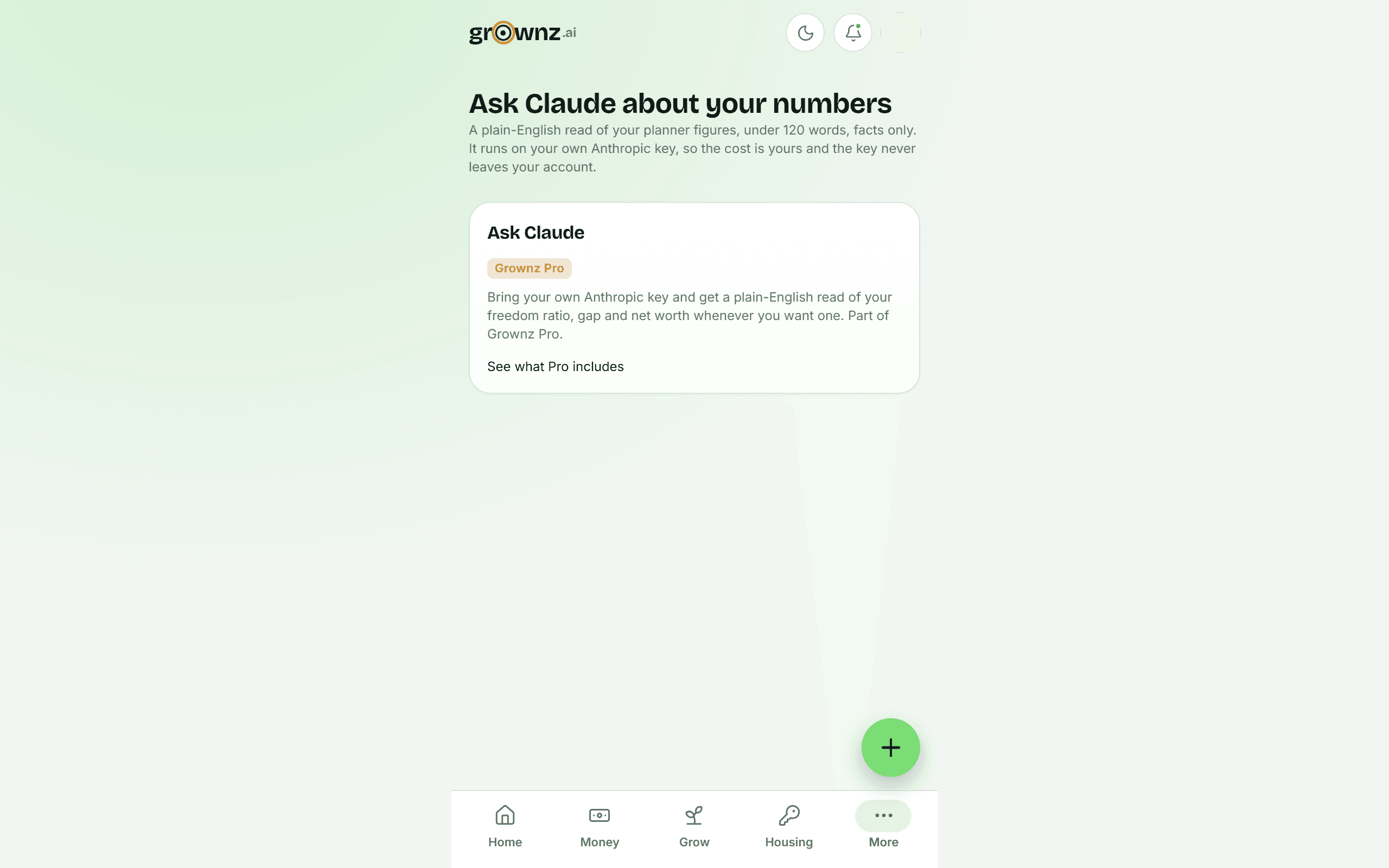 Ask Claude about your numbers screen