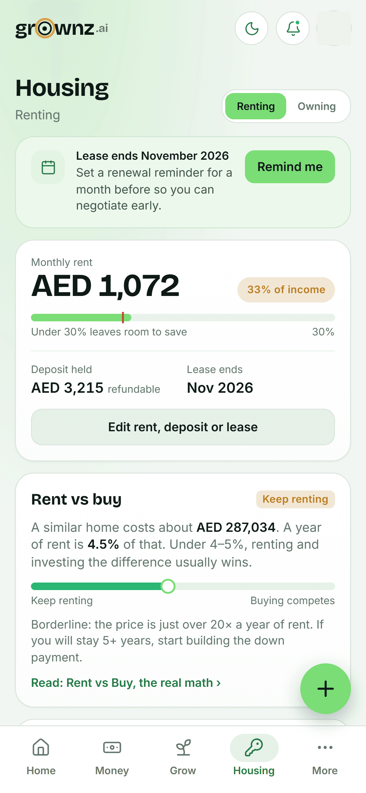 Housing screen